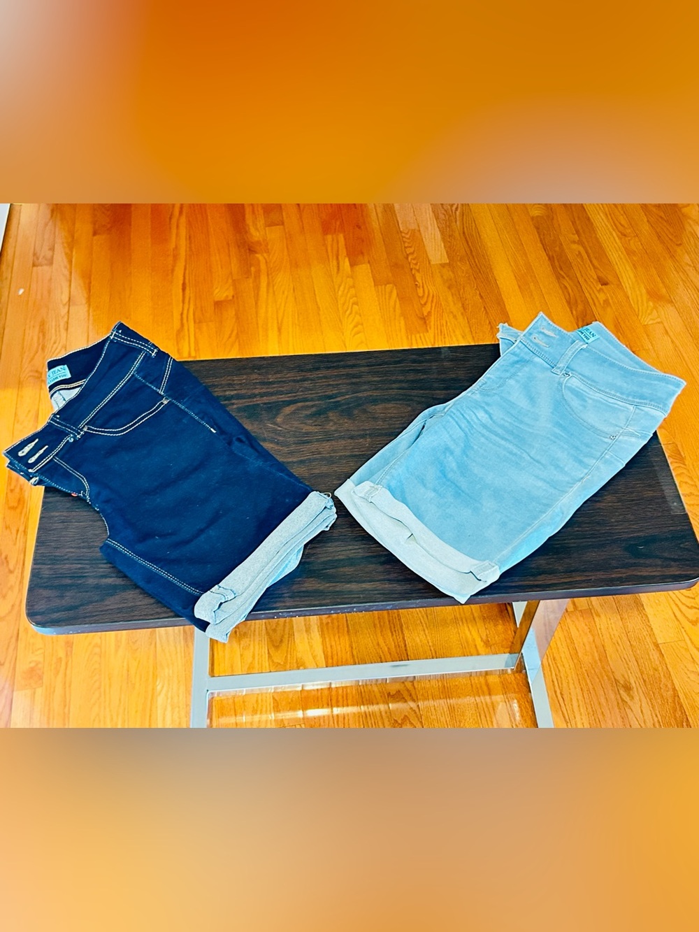 Wax Jean Women's Denim Shorts - Dark Blue & Light Blue